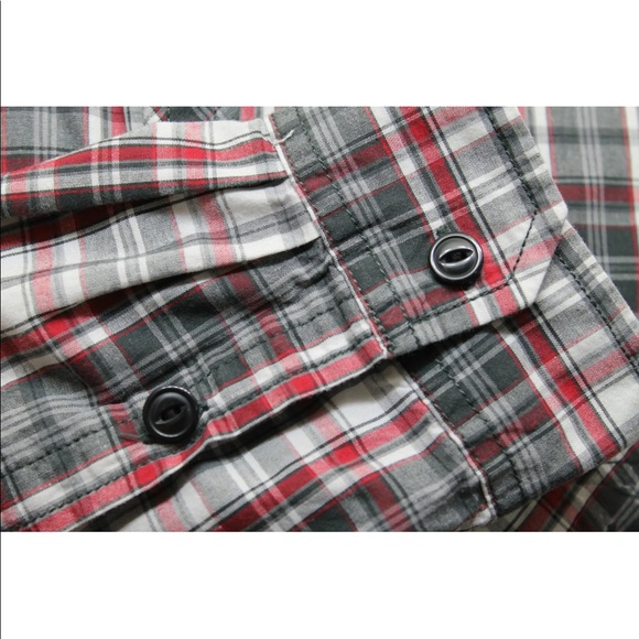 Marc Ecko Men Long Sleeve Gray Red100% Cotton Plaid Large Cowboy - Picture 4 of 13